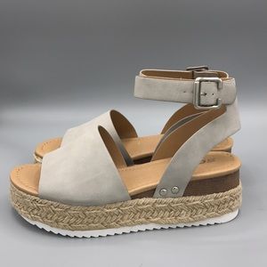 gray platform sandals